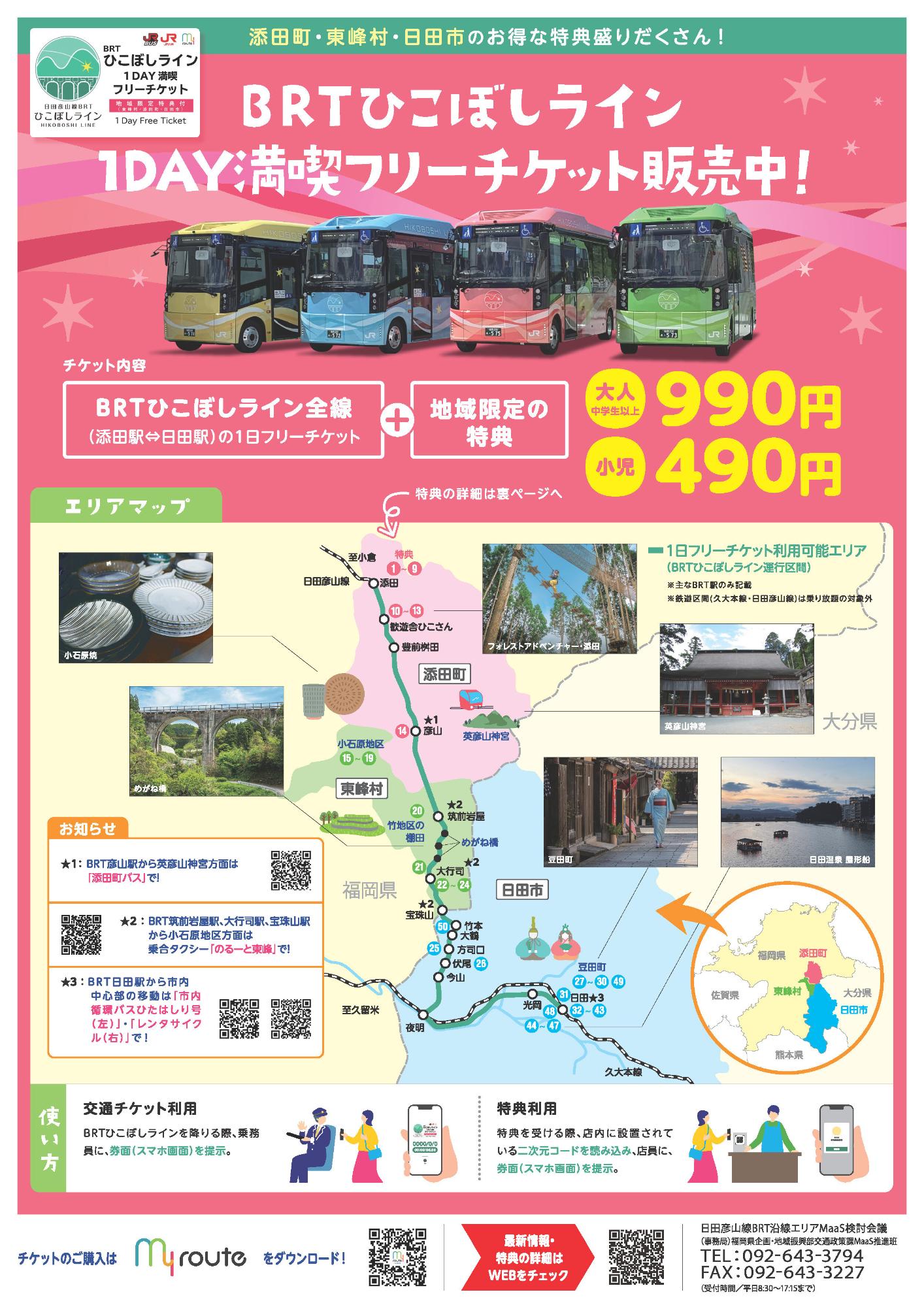 BRTひこぼしライン1DAY満喫フリーチケット表面
