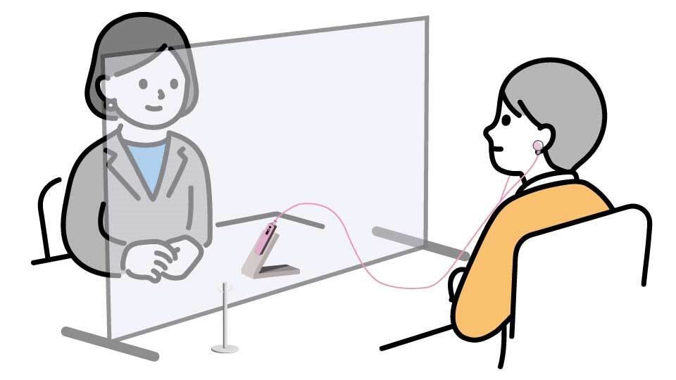 窓口対応（イヤホン装着）