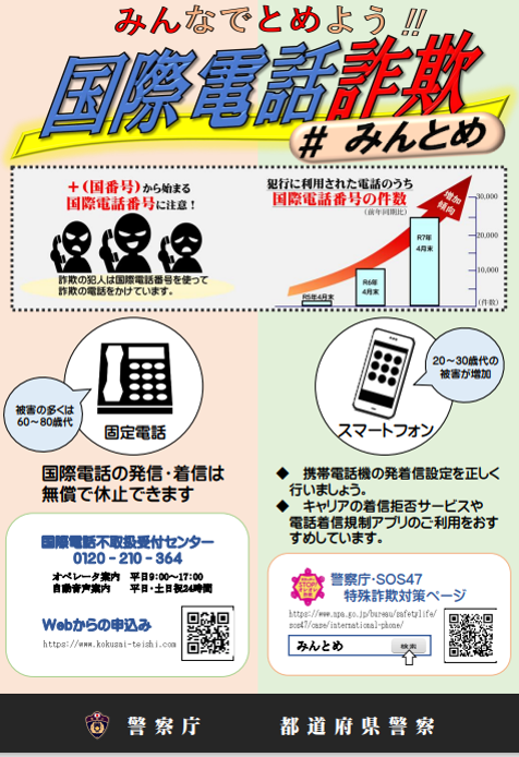国際電話詐欺啓発チラシ画像