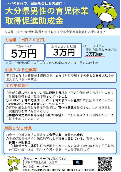 男性の育児休業取得促進助成金