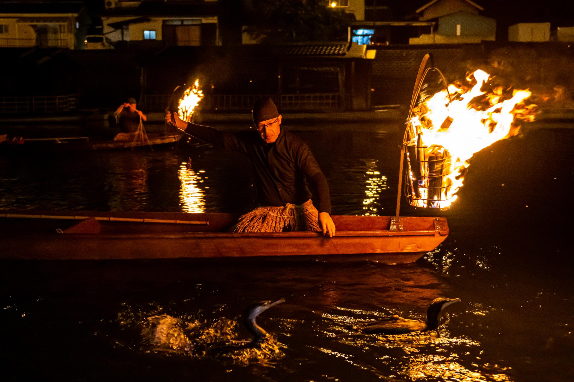 日田の鵜飼の様子